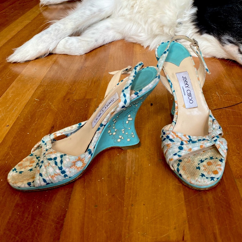 Jimmy Choo floral spring wedges